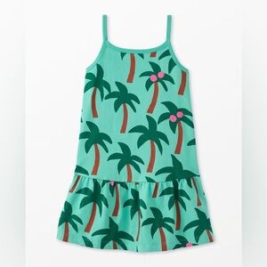 Hanna Andersson Mint Green Palm Print Dress with Pink Accents